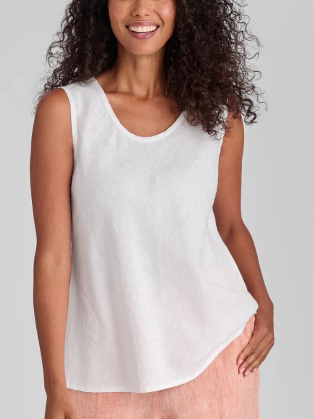 Flax White Linen Scoop Neck Tank
